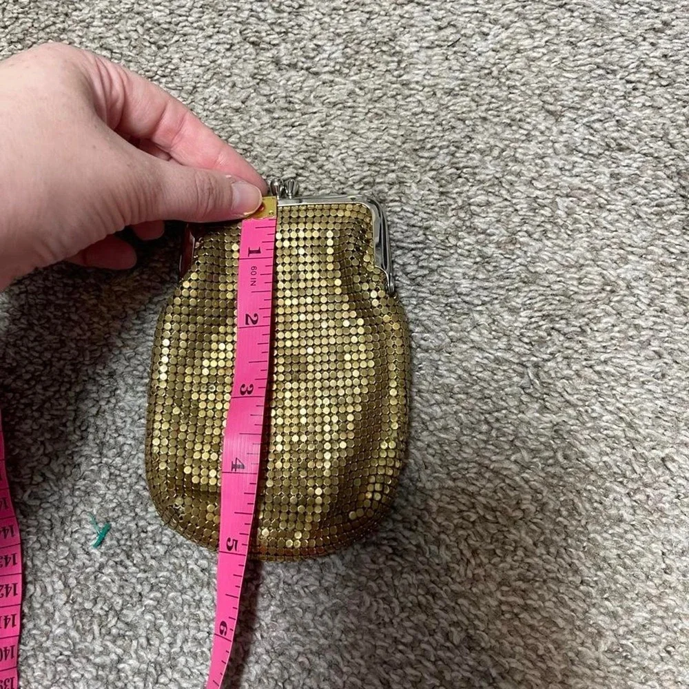 vintage gold sequin mesh coin purse with silver clasp closure